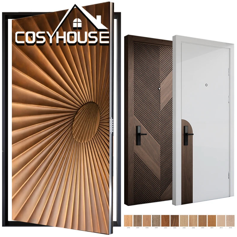 Modern Pivot Entrance Door Aluminum Steel Security Front Entry Door Customized Luxury Exterior Main Door for Villa House