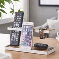 Living Room Remote Control Holder TV Remote Caddy Wood Key Watch Storage Box Bedside Table or Desktop Organizer Controller Shelf