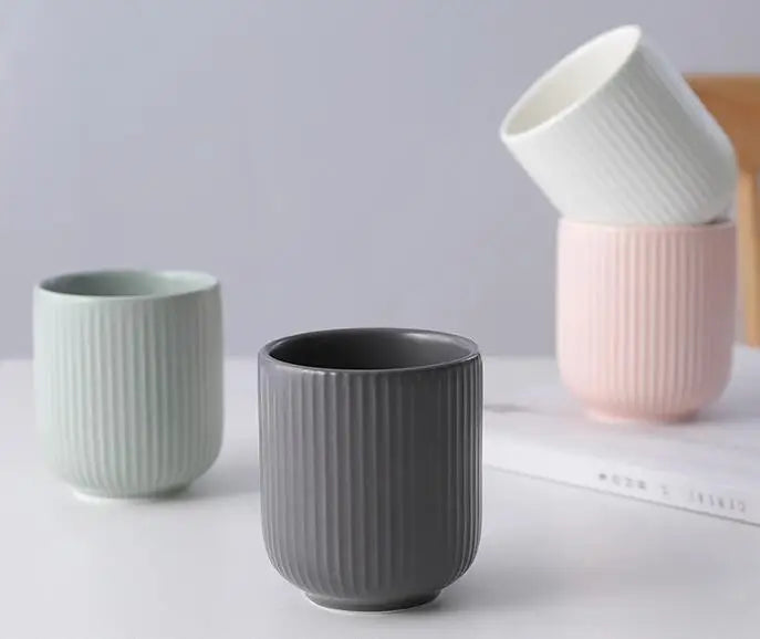 FENN 200ml Ceramic Coffee Mug No Handle Striped Design Custom Color for Home Hotels and Restaurants Back to School Gift