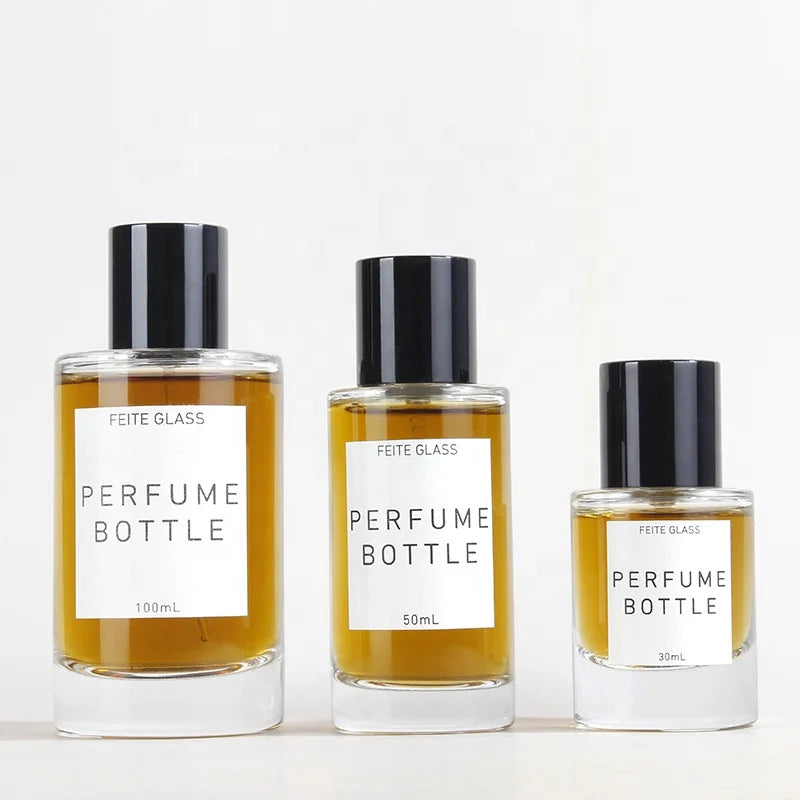 OEM Customization 30ml 50ml Clear Cylinder Shape Glass Luxury Bottle Perfume Bottle Packaging