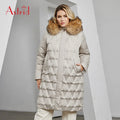 Thick Large Size Real Wool Long Coat Ladies Zipper Large Fur Collar Coat