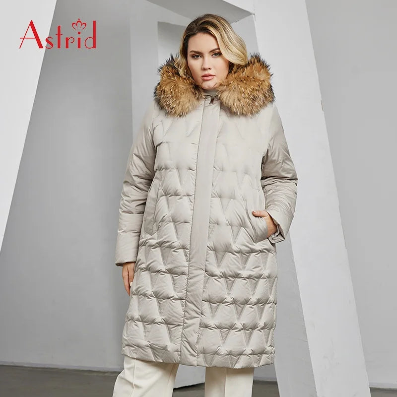 Thick Large Size Real Wool Long Coat Ladies Zipper Large Fur Collar Coat