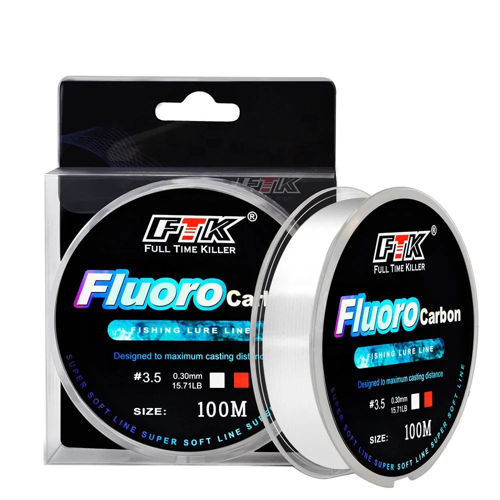 FTK 300M Fluorocarbon Coating Fishing Line Nylon Monofilament Fishing Wire Strong Pull Power Line Fluorocarbon Fishing Line