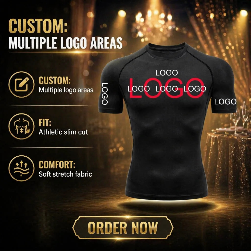 Custom Logo Mens Gym Clothing Quick Dry Rash Guard Under Base Layer Compression Sports Tops Gym T-Shirts