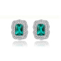 Fine Jewelry 925 Sterling Silver Emerald Fashion Elegant Gemstone Stud Earrings for Women