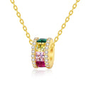 2026 Silver Bead Pendant Necklace 925 Sterling Silver Multicolored Princess Cut Cubic Zircon Necklace for Women Jewelry