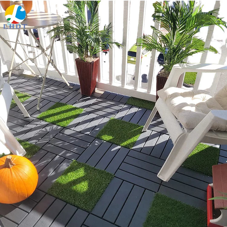 Modern Style Waterproof Wood Plastic DIY Decking Tiles for Outdoor for Garden and Courtyard Durable and Anti-Slip