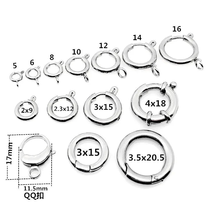 304/316 Stainless Steel Spring Ring Clasp Jewelry Accessories for Women DIY Findings Jewelry Stainless Steel