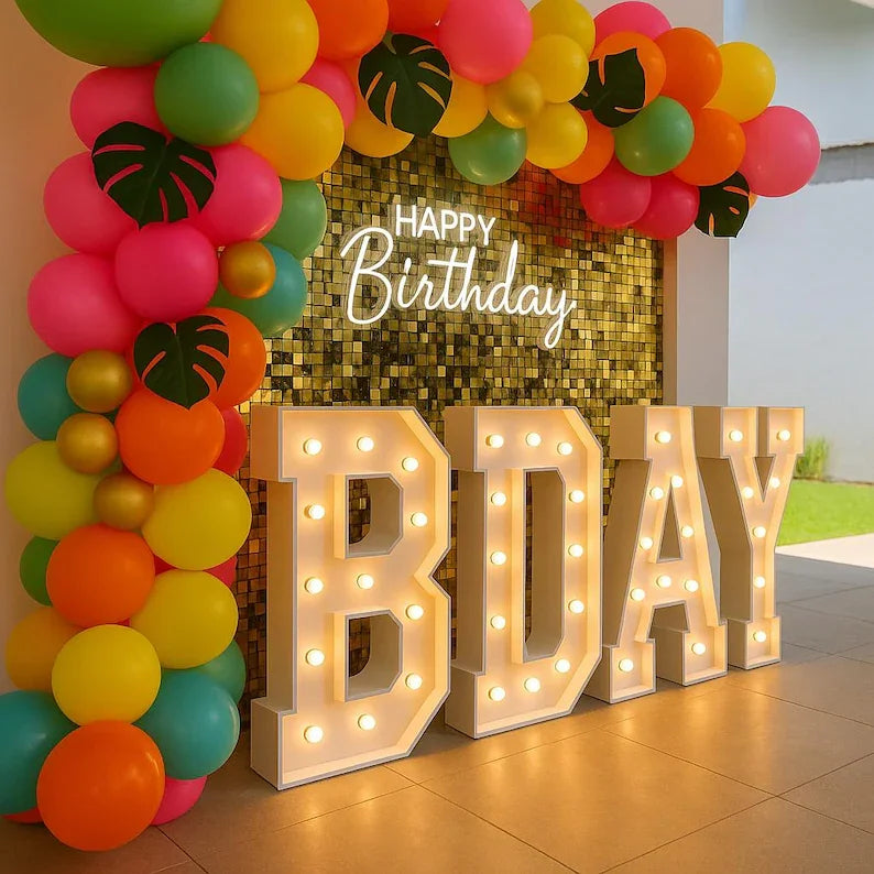 3D Marquee Letter Table with Stainless Steel/Acrylic and LED Lighting