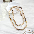 New Bohemian Style 8mm Natural Stone Crystal Glass Beaded Knotted Necklace for Women Daily Wear