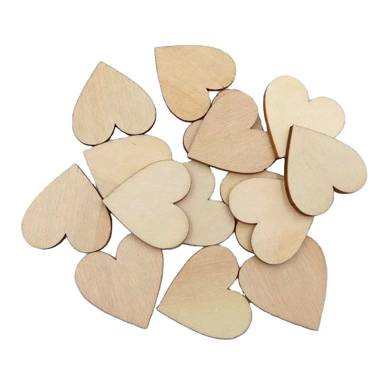 Newest design love button printed wood decoration heart shaped unfinished wooden