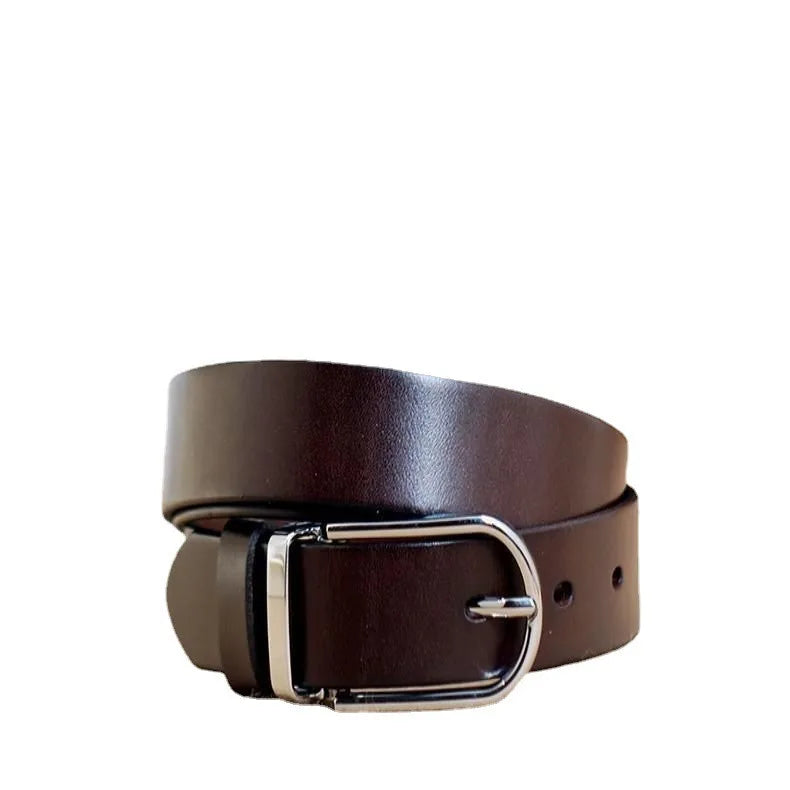 Top Full Grain 100% Genuine Cow Hide Leather Soft Men's Jeans Belt with Alloy for Buckle New Men's Belts