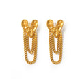 Chic 18k Gold Plated Lava Heart Stud Earrings Retro Personality Hammered Heart-shaped Tassel Stainless Steel Charm Earrings
