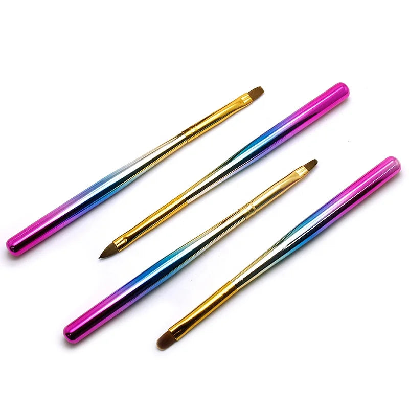 4pcs Ombre Oem Oval Flat 3D Crimped Type Nail Brush Nail Brush Set