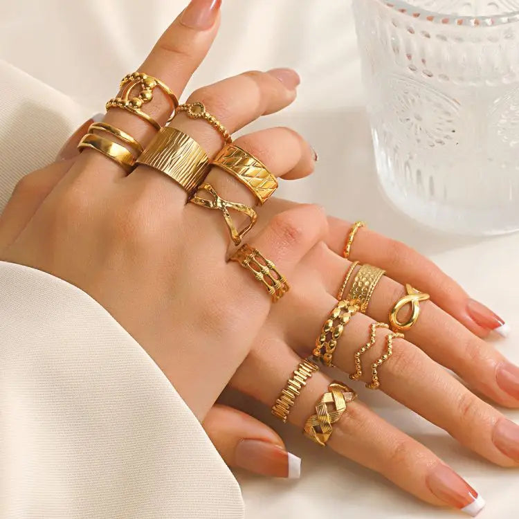 Fashion Jewelry Rings 18K Gold Plated Open Stainless Steel Ring for Women YRS306