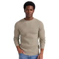 Men's Casual Solid Color Round Neck Pullover Sweater Warm Texture Knitted Jumper with Pattern Decoration for Fall Winter