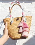 2026 Large Capacity Straw Handbag Eco-friendly Hand-woven Vegetable Basket Bags Summer Rattan Straw Beach Tote Bag with Scarves