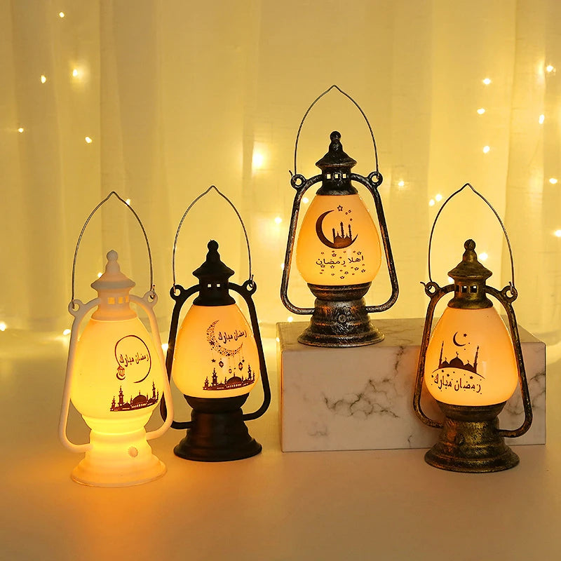 Muslim Islam LED Decoration Eid Plastic Pendant Night Light Festival Gifts DIY Ornaments Lights Mubarak Lamps XJ0144