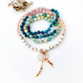 MN33383 Agate Ball Bohemian Mala Necklace with Silver Plated Chain-Yoga Gift for Wedding & Party Occasions