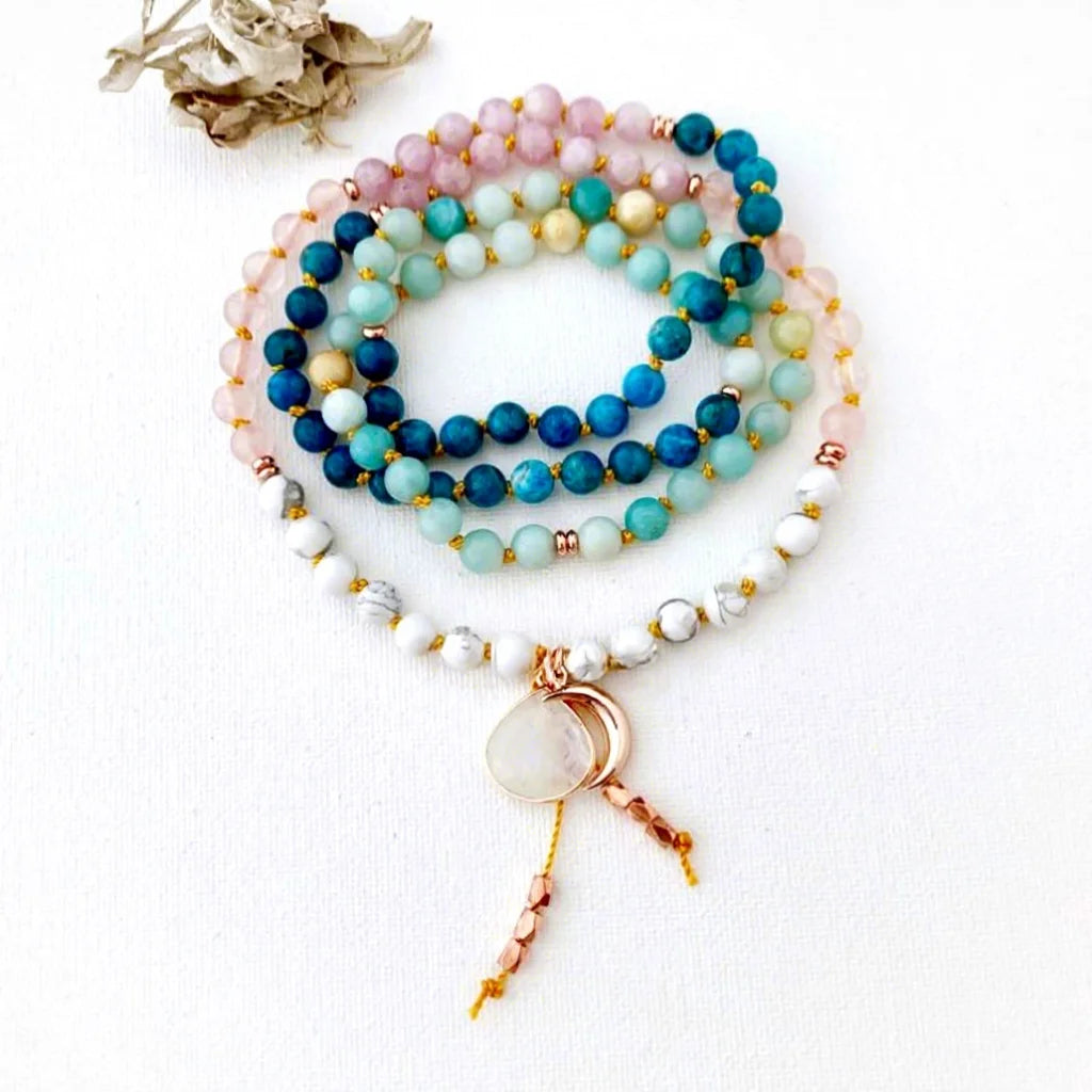 MN33383 Agate Ball Bohemian Mala Necklace with Silver Plated Chain-Yoga Gift for Wedding & Party Occasions