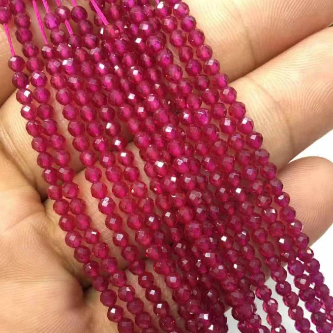 Wholesale Natural Gemstone 3mm Faceted Ruby Stone Beads for Jewelry Making
