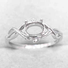 Semi Mount 5*7mm Sterling Silver Ring Frame Empty Blank Support Claw Setting S925 Base Holder Without Center Stone for DIY Inlay