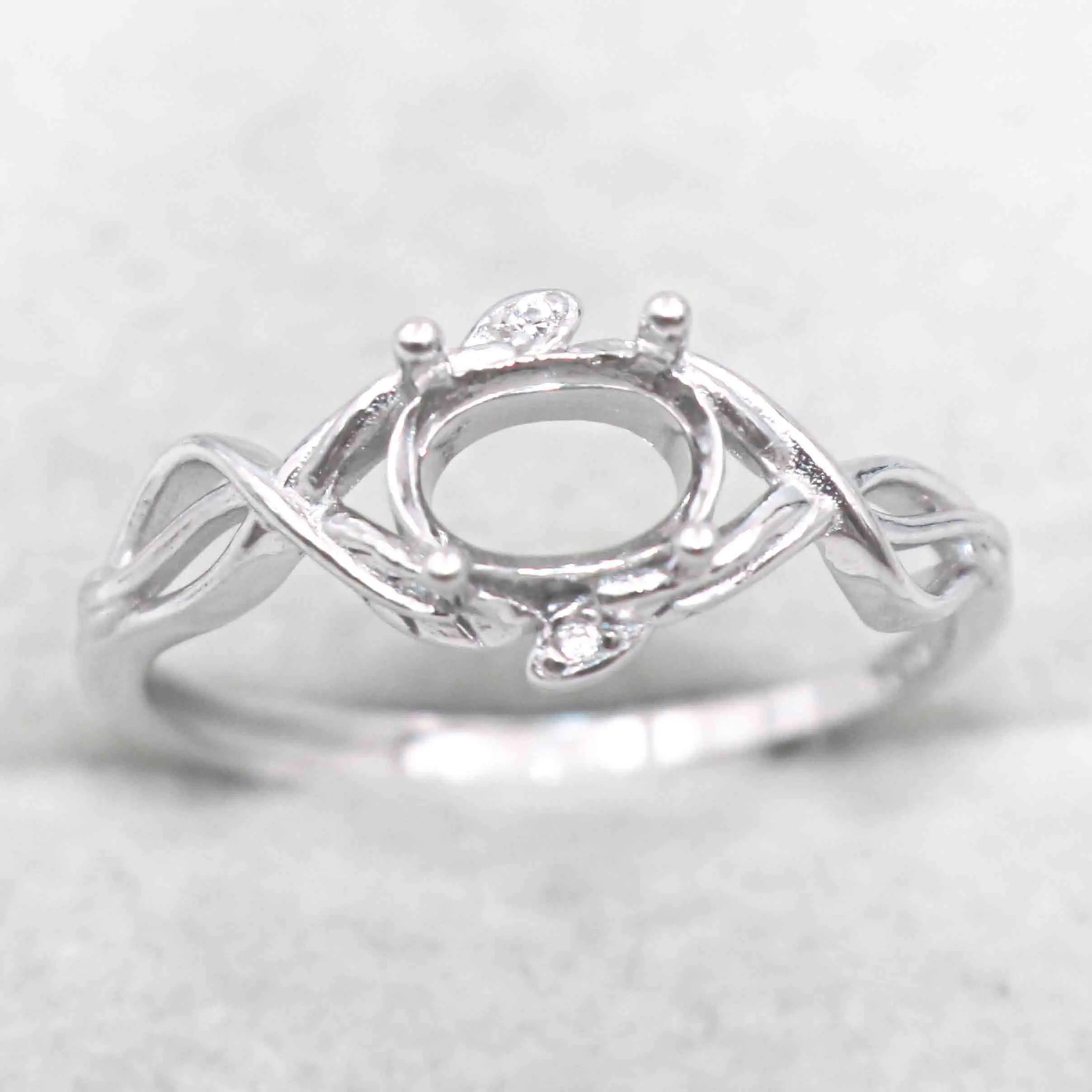 Semi Mount 5*7mm Sterling Silver Ring Frame Empty Blank Support Claw Setting S925 Base Holder Without Center Stone for DIY Inlay