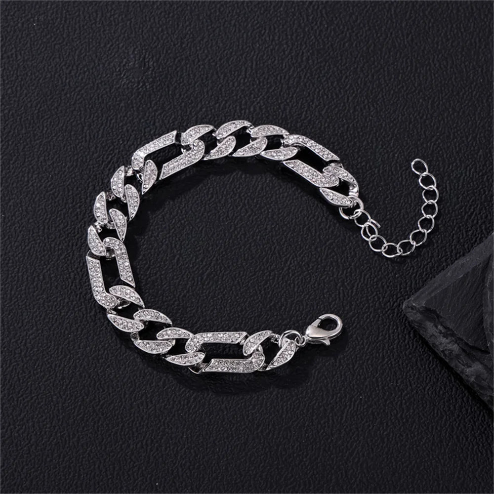 Hip Hop Silver Alloy Bracelet Cuban Bracelet  Insert Zircon Hot Selling High Quality  Bracelet