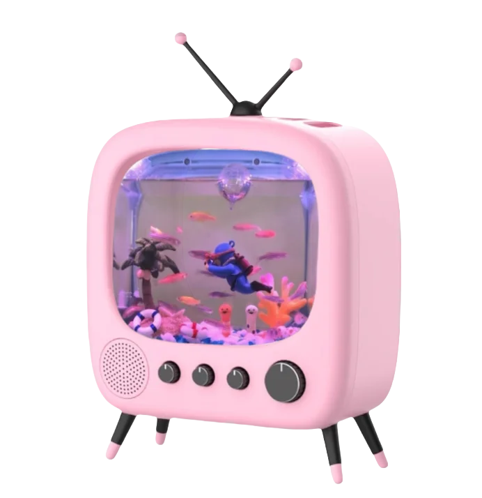USMILEPET Best Selling ABS and PET Material Fish tank Mini TV Shape Fish tank With Oxygen Air Pump Light Suit for Home or Office