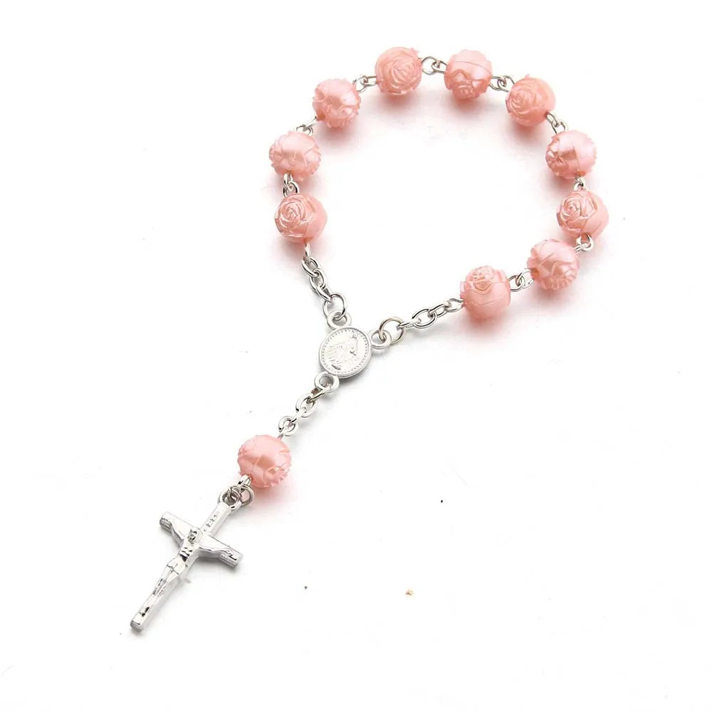 2025 Crystal Religious Dubai Catholic Beads Rosary Statement Bracelet