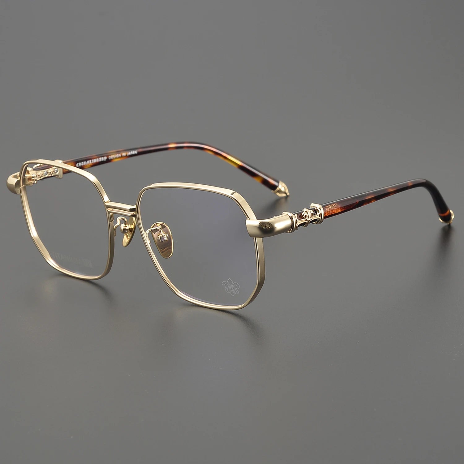 CH8188 Ultra-Light High Quality Titanium Myopia Luxury Men Polygonal Tortoiseshell Color Prescription Glasses Frame Unisex Women