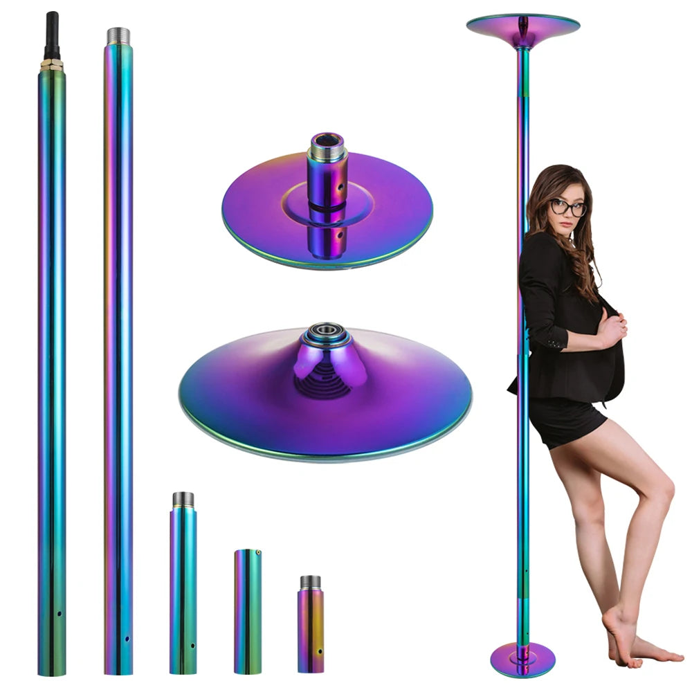 Rainbow 45mm Dance Pole Portable Colorful Stainless Steel Spin Stripper Dance Pole for Performance Fitness