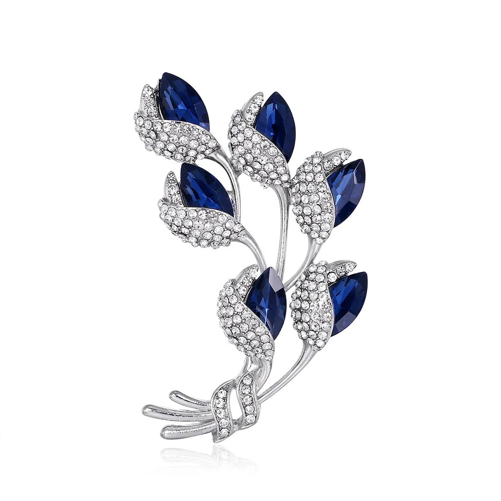 DRAL892 Fashion Rhinestones Leaves Brooch Women Crystal Brooch Europe and America Jewelry Wholesale