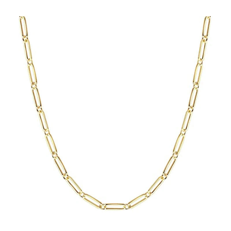 14K Gold Plated Link Chain Choker Paperclip Chain Necklace for Women
