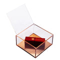 Rose Golden Metallic Effect Small Size square Acrylic Box with Lid Storing Earrings Jewelry