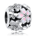High Quality 925 Silver Magnolia Flower Charm Bead for Base Bracelet Making Women Jewelry