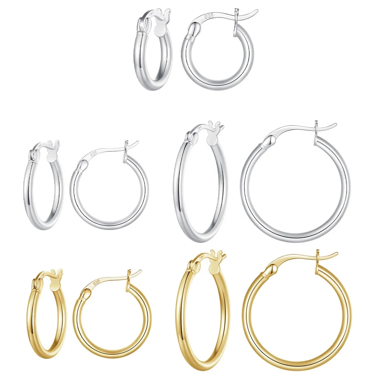 100% 925 Sterling Silver Geometric Large Circle Hoop Earrings for Women European Simple Statement Jewelry Wedding Gift SCE1608