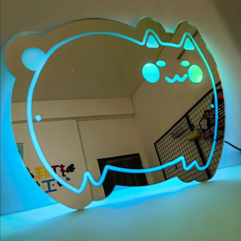 Cat Shape  Mirror Sign Acrylic  Light Mirror Accepted Customized Service for Wall Decoration