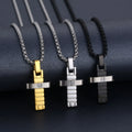 Bulk Sale Men's Cross Necklace Stainless Steel Gold Diamond  Jewelry