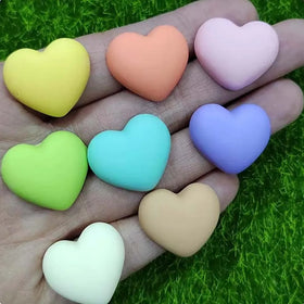 100Pcs/Lot Resin Matte Heart Flatback Resin Cabochons No Hole Opaque Love Heart Embellishments for Phone Case Jewelry Making DIY