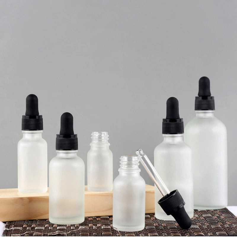 Wholesale Empty Frosted Oil Attar Perfume Bottle 2 oz Dropper Bottle Biodegradable Oil Bottle with Black Dropper