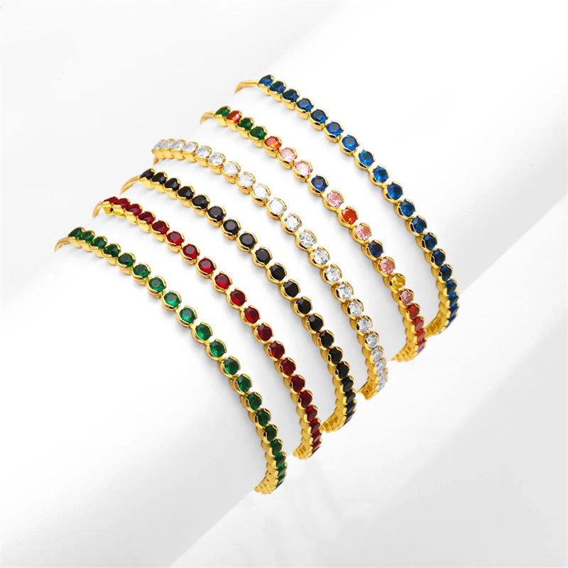bracelets Women's Adjustable Gold Plated Tennis Crystal Bracelet With Cubic Zirconia New Colorful Jewelry jewelry bracelets
