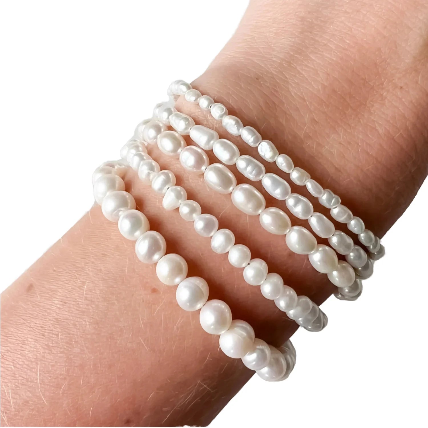 Women's Dainty Gold Freshwater Pearl Beaded for Bracelet Geometric Rice Pearl Stainless Steel Bridesmaid Gift for Weddings