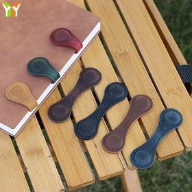 Vintage Genuine Leather Magnetic Bookmark Portable Bookmark Clips Reading Books Book Mark Page Clips