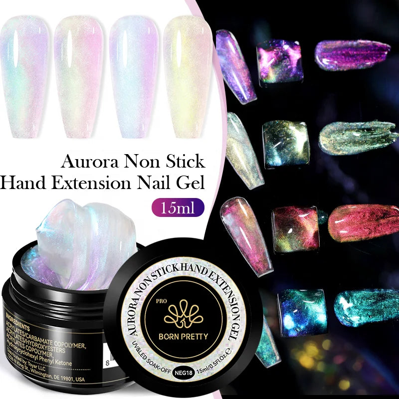 BORN PRETTY PRO Aurora No Sticky Hand Builder Nail Gel HEMA Free Resin Hard Solid Jelly Nail Extension Gel for 3D Carving