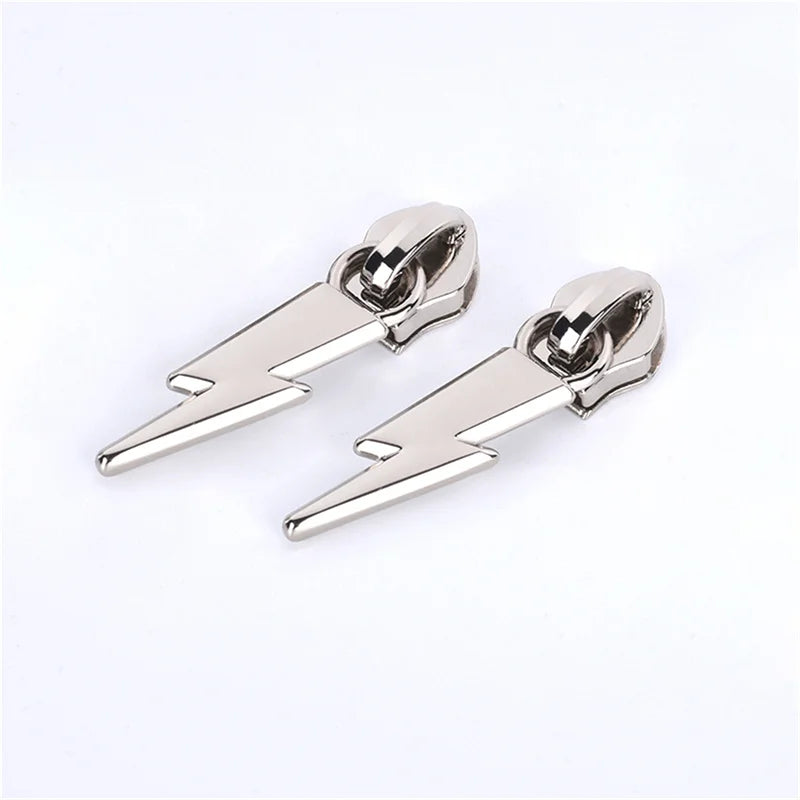 Various Color Lightning Shape Zipper Pull Head Handbag Garment Zip Puller Slider