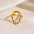 Simple Irregular Oval Hollow Out Open Ring Waterproof 18k Gold Plated Stainless Steel Ring for Women Anillos De Acero Inoxidable
