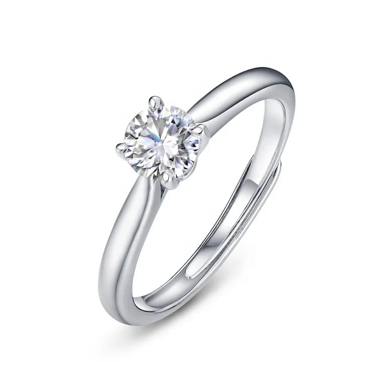 Classic White Gold Plated Wedding Engagement Rings New Arrival Silver Moissanite Ring