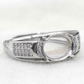 Sterling Silver 8*10mm Semi Mount Men's Ring Frame Empty Blank Claw Setting S925 Base Holder Without Center Stone for DIY Inlay