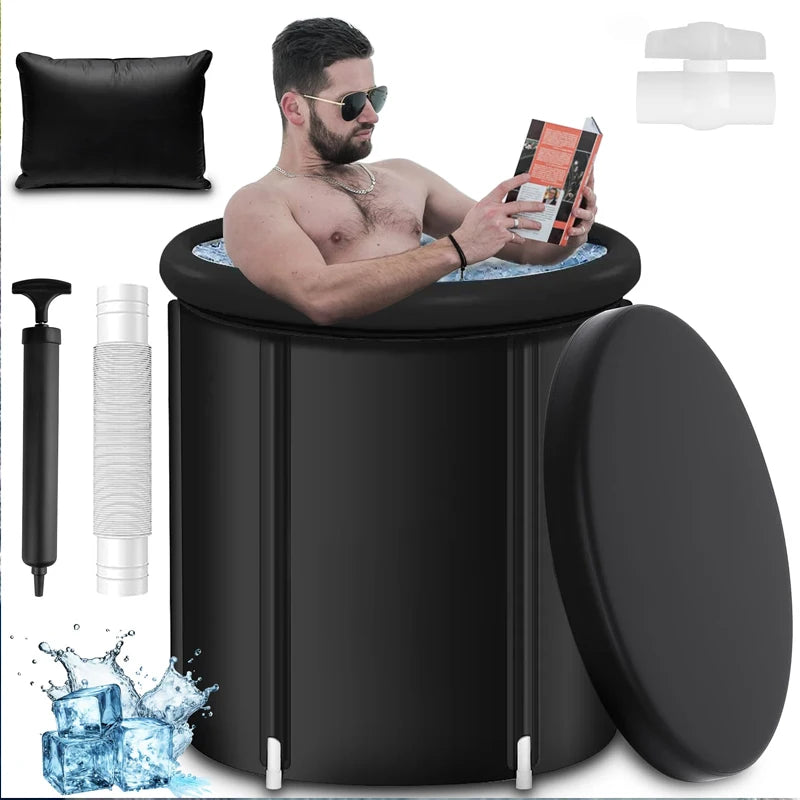 In Stock 100 Gallon Cold Pod Ice Bath Tub Inflatable Portable Pvc Round Cold Plunge Barrel Tub for Muscle Recovery